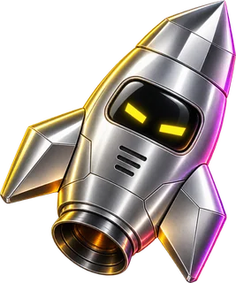 Chrome booster rocket with a yellow visor