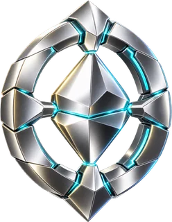 Chrome energy core ring with a crystal at its centre