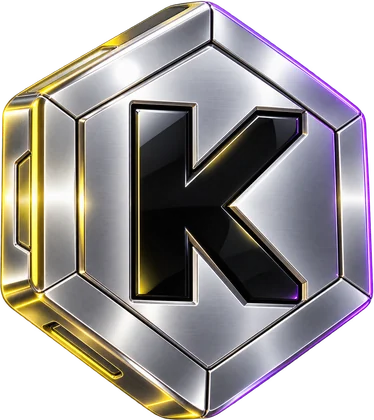 KR Token, a chrome hexagonal coin with a black K