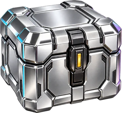 Chrome loot chest with a yellow lock
