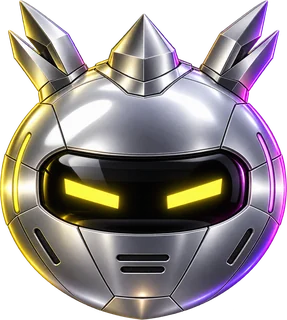 Nova Drill, a chrome rig companion with yellow eyes and horns