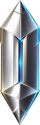 Prism Conduit, a slim chrome crystal with a cyan core
