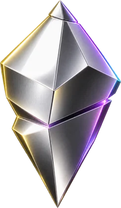 Void Core, a faceted chrome crystal with a violet rim